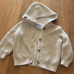 Old Navy Kids Cream Knit Button-Up Hoodie